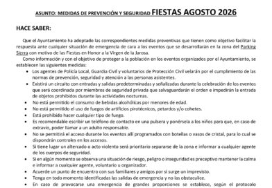 Guadarrama informa de las medidas de prevención para las fiestas de La Jarosa Guadarrama informa de las medidas de prevención para las fiestas de La Jarosa