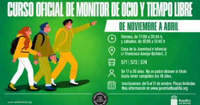 Boadilla abre el plazo de inscripción para el Curso de Monitor de Ocio y Tiempo Libre Boadilla abre el plazo de inscripción para el Curso de Monitor de Ocio y Tiempo Libre